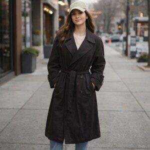 Brem Rainwear Trench Coat Black Lined Made in Russia Lightweight Womens 14P